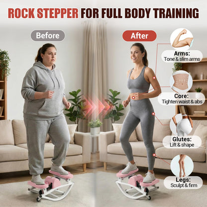 Rock Stepper for Exercise at Home, Rocking Stepper Side to Side with Resistance Bands & Digital Display, 300 LBS Capacity Full Body Workout Low-Impact Knee-Friendly Anti-Slip Side Stepper