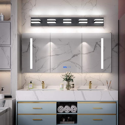 SOLFART Black Bathroom Vanity Lights Over Mirror Dimmable LED Modern Black Bathroom Lighting Bath Wall Lighting S8568 (5 Lights)