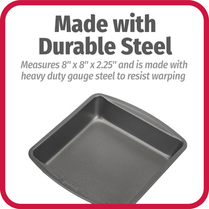 GoodCook Everyday Nonstick Steel Square Pan, 8", Gray