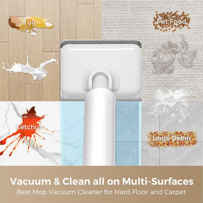HABIUBIU Wet Dry Vacuum Cleaner, Cordless Vacuum Mop Combo for Hard Floors, 23000Pa Powerful Suction, 180° Lay-Flat, Self-Cleaning Floor Washer with 45 Min Runtime, Anti-Tangle Brush, Dual Tank