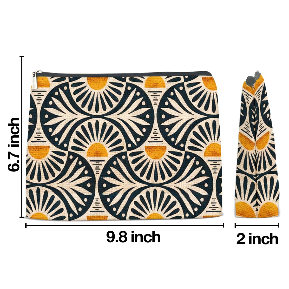 jyunsoeng Boho Cosmetic Bag Sunset Leaf Aesthetic Zipper Makeup Pouch Small Makeup Bag (1Pcs)