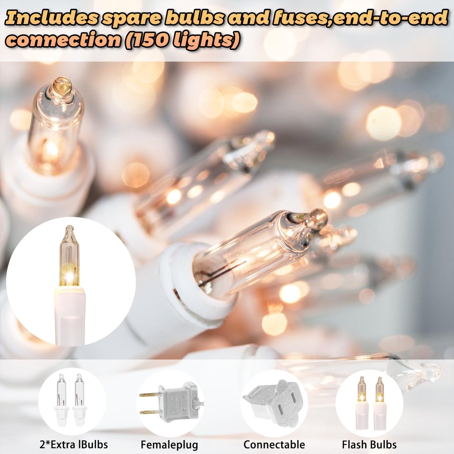 8.5 ft 150 Icicle Lights Christmas String Lights Warmwhite Christmas Decorations Plug in Waterproof Outdoor Indoor Decor for Xmas, Thanksgiving Day, Party, Patio, Courtyard, Window, Fence Decor
