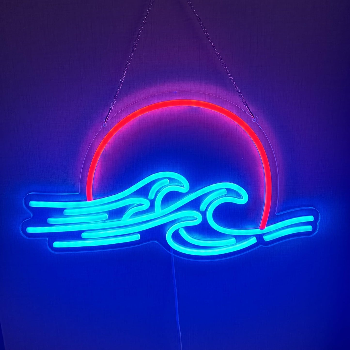 Dimmable Neon Sunrise Sunset Sign LED Anime Neon Sign for Wall Decor, Hanging Acrylic Sunset Wave Neon Night Light for Gameroom Teens Dorm Party Gifts(Sunset Wave)