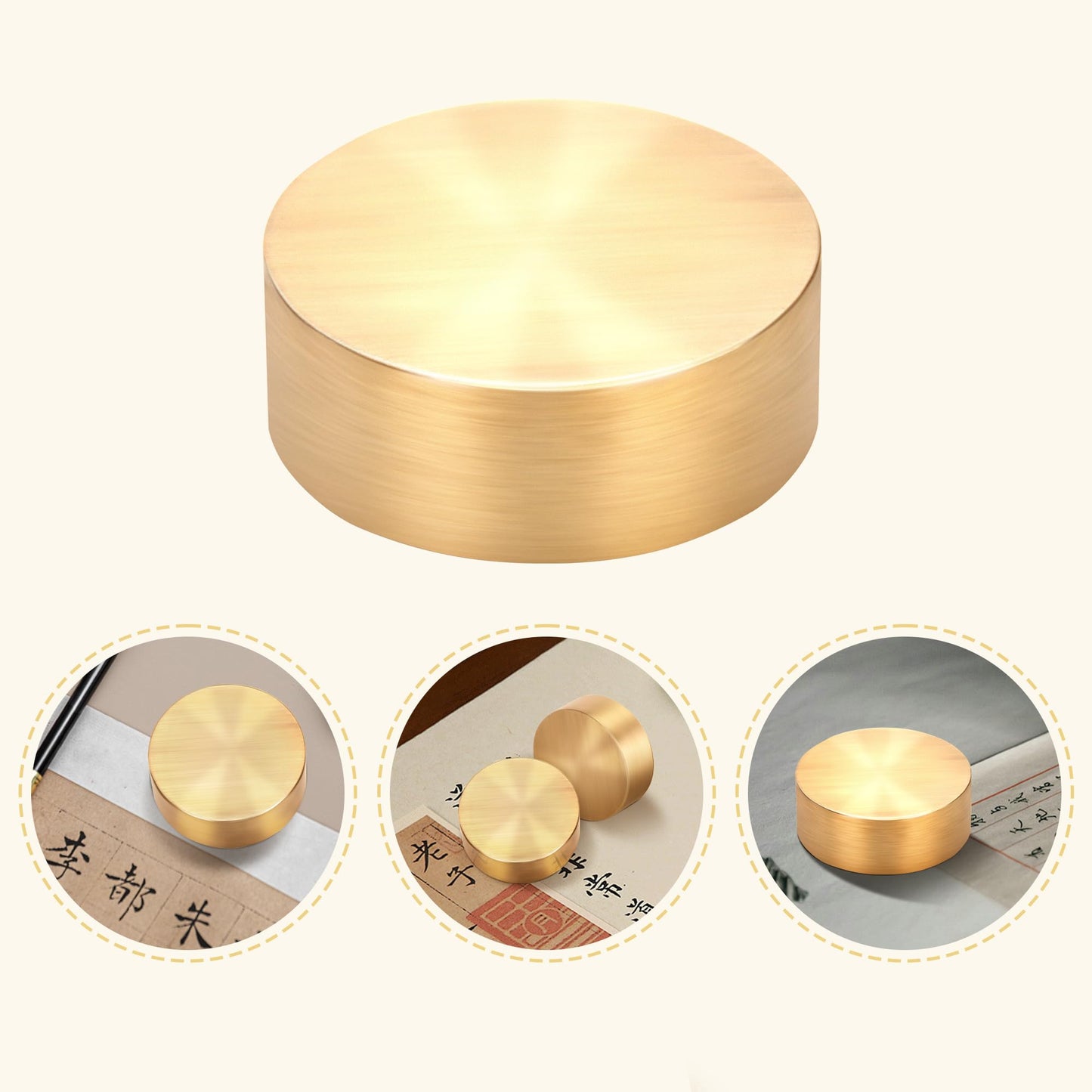 Copper Plated Heavy Paper Weights, Chinese Calligraphy Heavy Brass Art Paperweights Decorative for Holding Paper Flat Office Desk