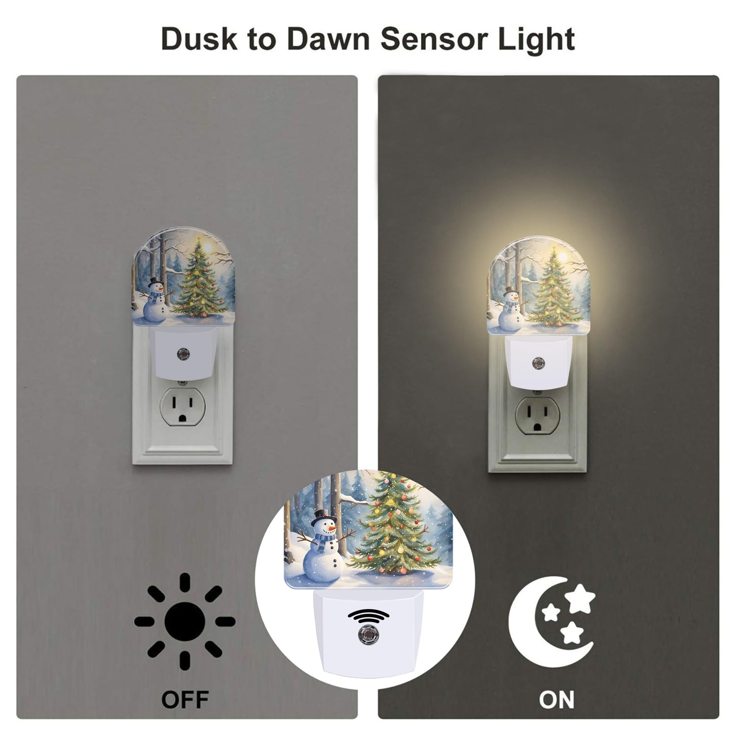 Christmas Tree With Snowman Night Light for Kids,Winter Holiday Snowman Night Light Plug in with Dusk to Dawn Sensor,0.5w Energy Saving Nightlight for Boys Girls Hallway Stairway Kitchen Bedroom