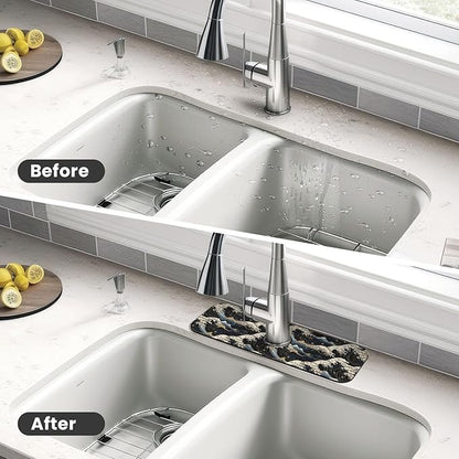 Japanese Wave Black 15" X 5.5" Kitchen Sink Splash Guard Faucet Faucet Guard
