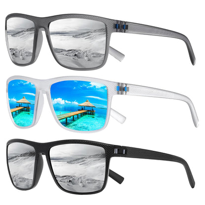 Square Polarized Sunglasses for Men and Women Lightweight Frame Sun Glasses with UV Protection