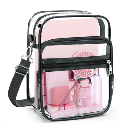 Blvornl Clear Crossbody Bag with Adjustable Shoulder Strap, Stadium Approved PVC Purse Bag, Messenger Bag
