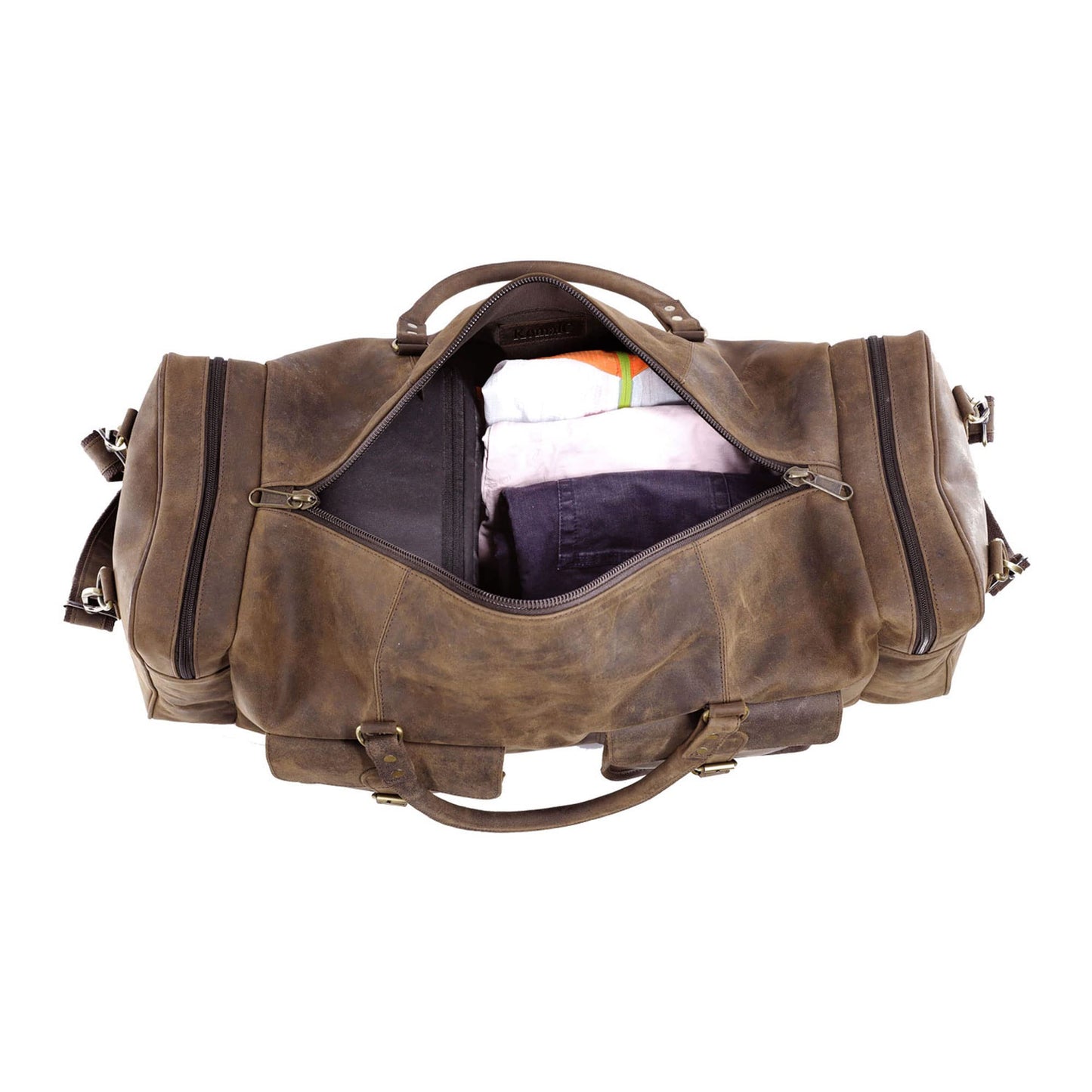KomalC 24 inch Duffel Bag Travel Sports Overnight Weekend Leather Duffle Bag for Gym Sports Cabin Holdall bag
