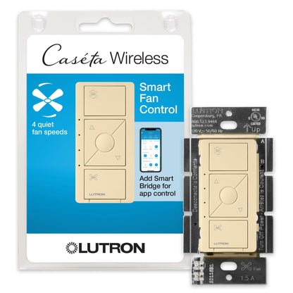 Lutron Caseta Smart Fan Speed Control Switch (Lutron Smart Hub Required), Single-Pole, PD-FSQN-WH, White
