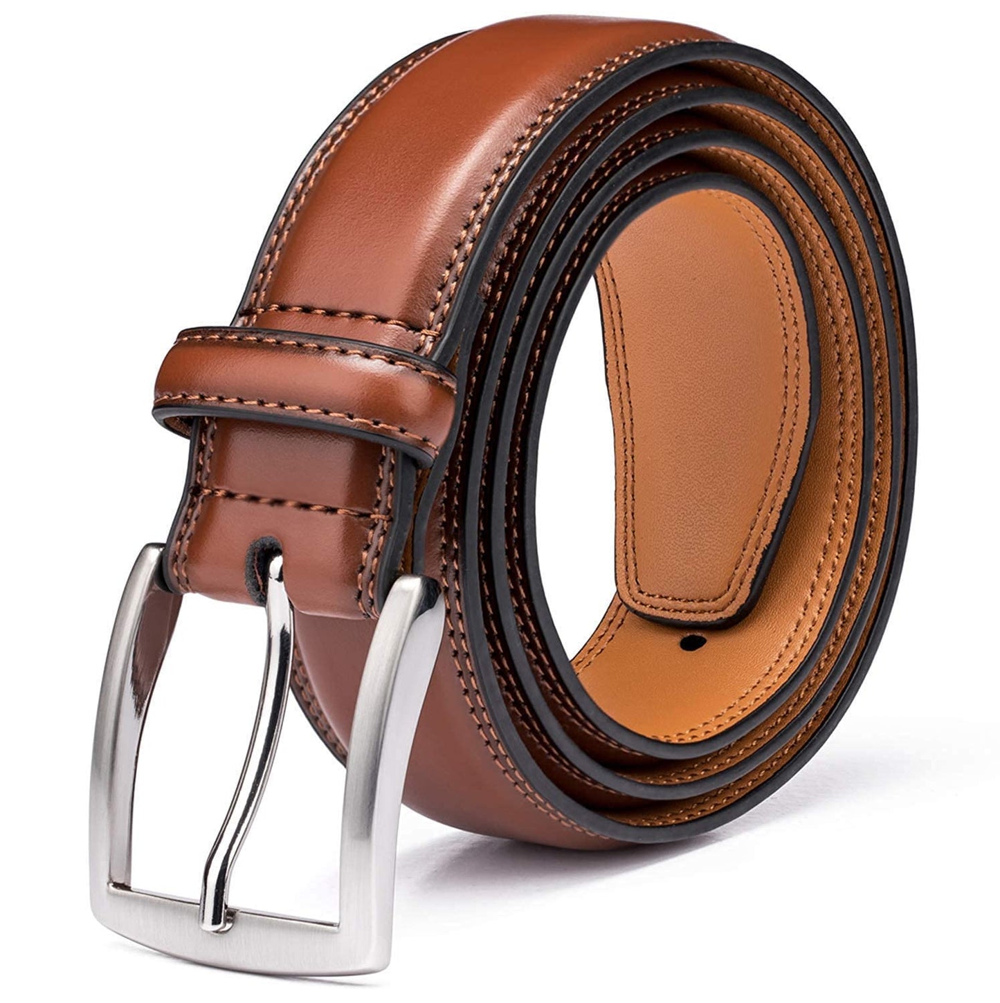 KM Legend Men's Genuine Leather Dress Belt with Premium Quality - Classic & Fashion Design for Work Business and Casual (esBrown, 44)