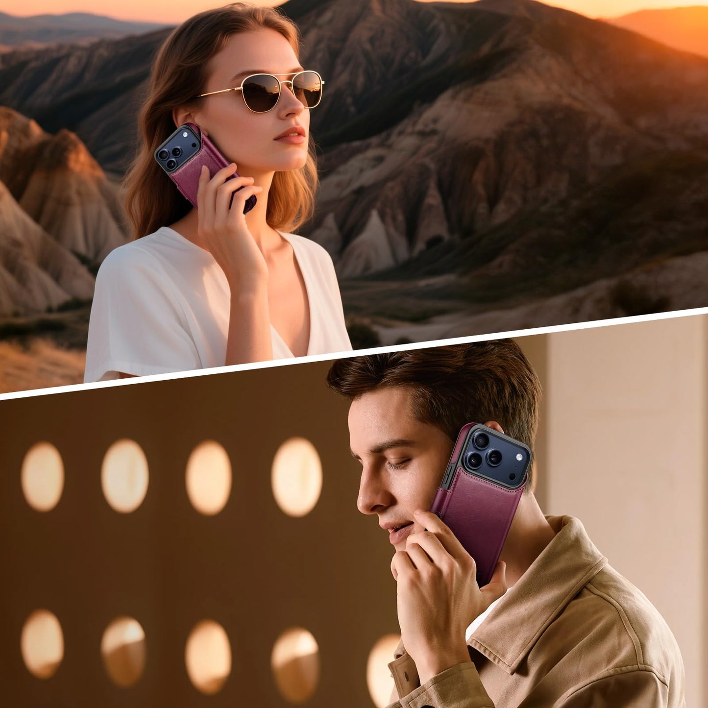 DuckSky Wallet Case for iPhone 17 Pro Max 6.9" Magnetic Flip Leather Folio Cover with RFID-Blocking Credit Card Holder,Wireless Charging Compatible,Women Men Apple 17 Pro Max Protective Case,Wine Red