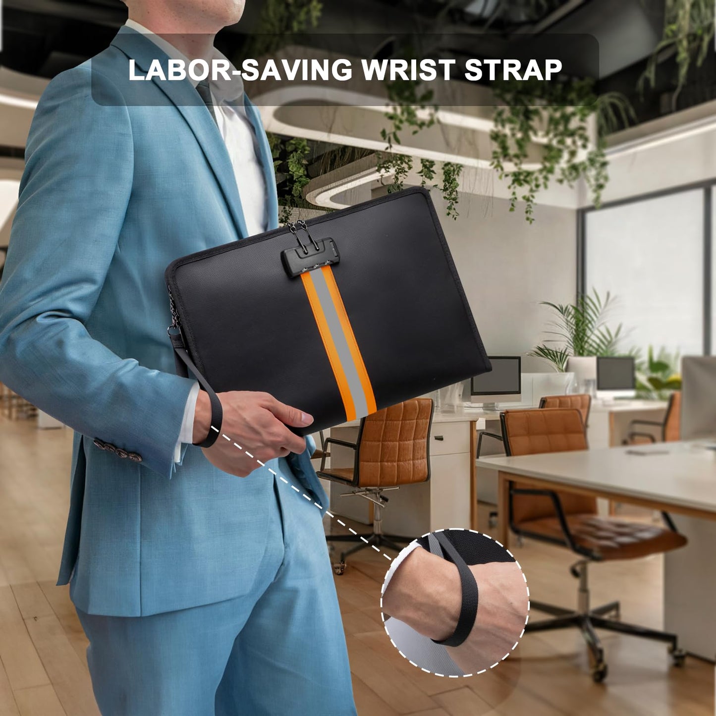 XIAODUN Fireproof Document Bag with Lock，13"×9.2" Fireproof Money Bag，with Zipper and Lock，Suitable for Tablets, A4 Documents, Cash, Mobile Phones, Credit Cards and Notarized Documents.