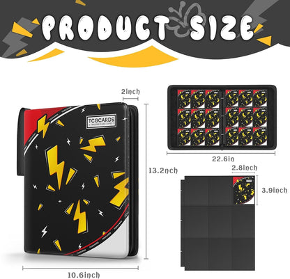 Trading Card Binder 9 Pocket,Card Binder 900 Pockets,Card Book Holder Cards with 50 Removable Sleeves,3-Ring Zip Design MTG/TCG/Sport Collectible Trading Card Albums Gifts for Boys and Girls