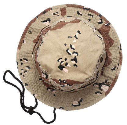 Summer Outdoor Boonie Hunting Fishing Safari Bucket Sun Hat with Adjustable Strap(Desert,LXL)
