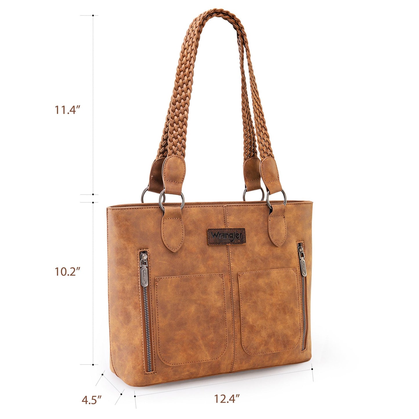 Wrangler Tote Bag for Women Multi Pockets shoulder bag western purse Medium leather like Handbags with Woven Top-Handle WG78-G8317BR