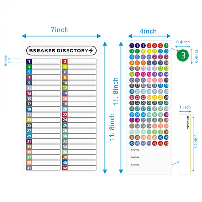 16 Sheets Breaker Panel Labels Electrical Box Sticker Numbers Breaker Panel Labels Electrical Sticker Number Catalog Load Center Adhesive Waterproof Reusable（Mix Colors）