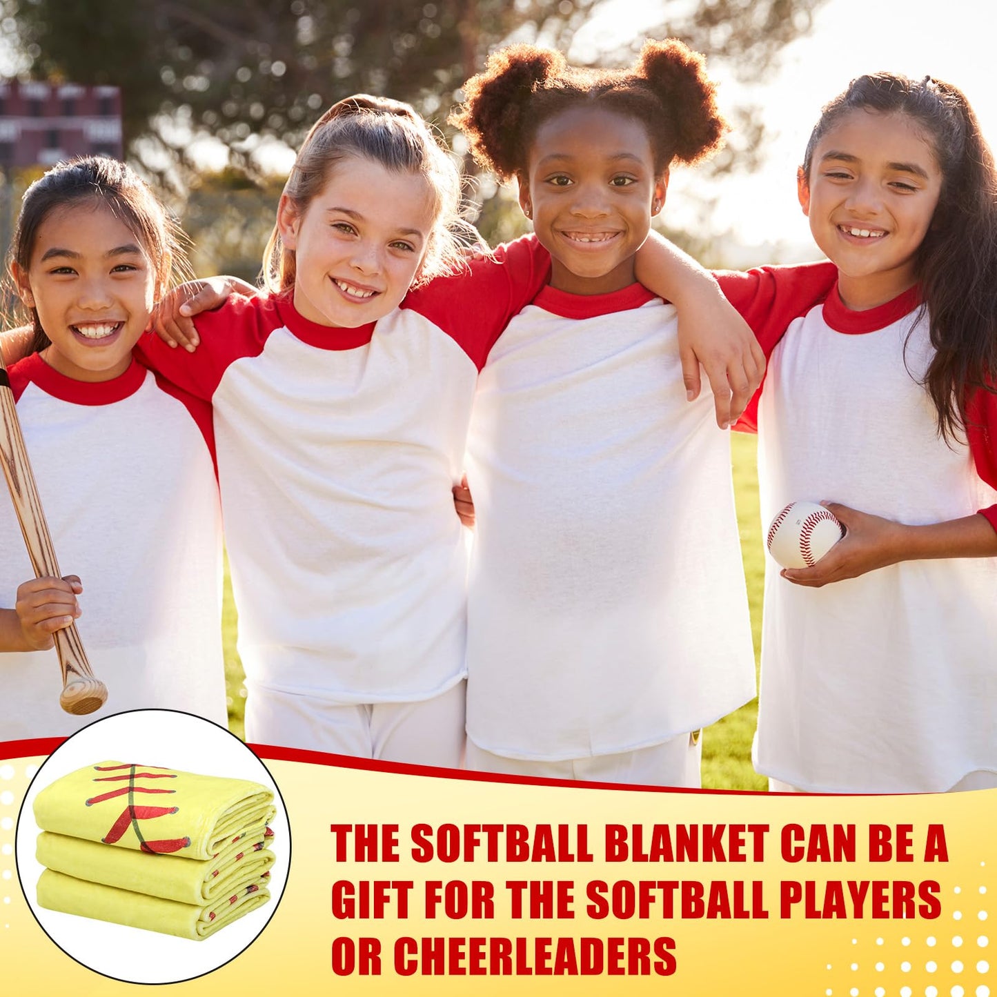 Fanfanwin 1 Pcs Softball Flannel Blanket 40"x60" Softball Fleece Throw Blanket for Teen Team Coach Gifts Ball Themed Accessories Decoration for Sport Lovers Birthday Christmas Adult Gift Favors