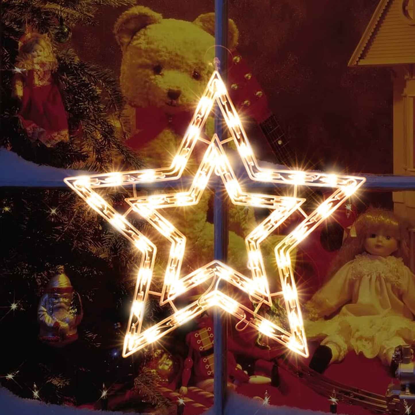 XMASLAND 14 Inch Christmas Window Silhouette Lights Decorations, 50L Christmas Sculpture,Including:Starx1
