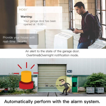MOES WiFi Smart Garage Door Opener Controller,Smart Life/Tuya APP Remote Monitor Your Garage Door Anywhere Anytime,Compatible with Alexa Google Home No hub Required.