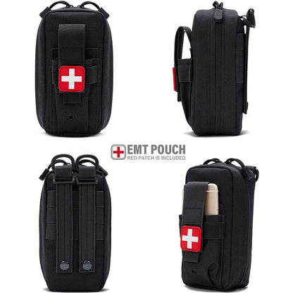 LIVANS Tactical MOLLE IFAK Medical Pouch, Rip-Away EMT First Aid Pouch Trauma Kit Everyday Carry Survival Bag Include Cross Patch((Pouch Only, First Aid Kits NOT Included)