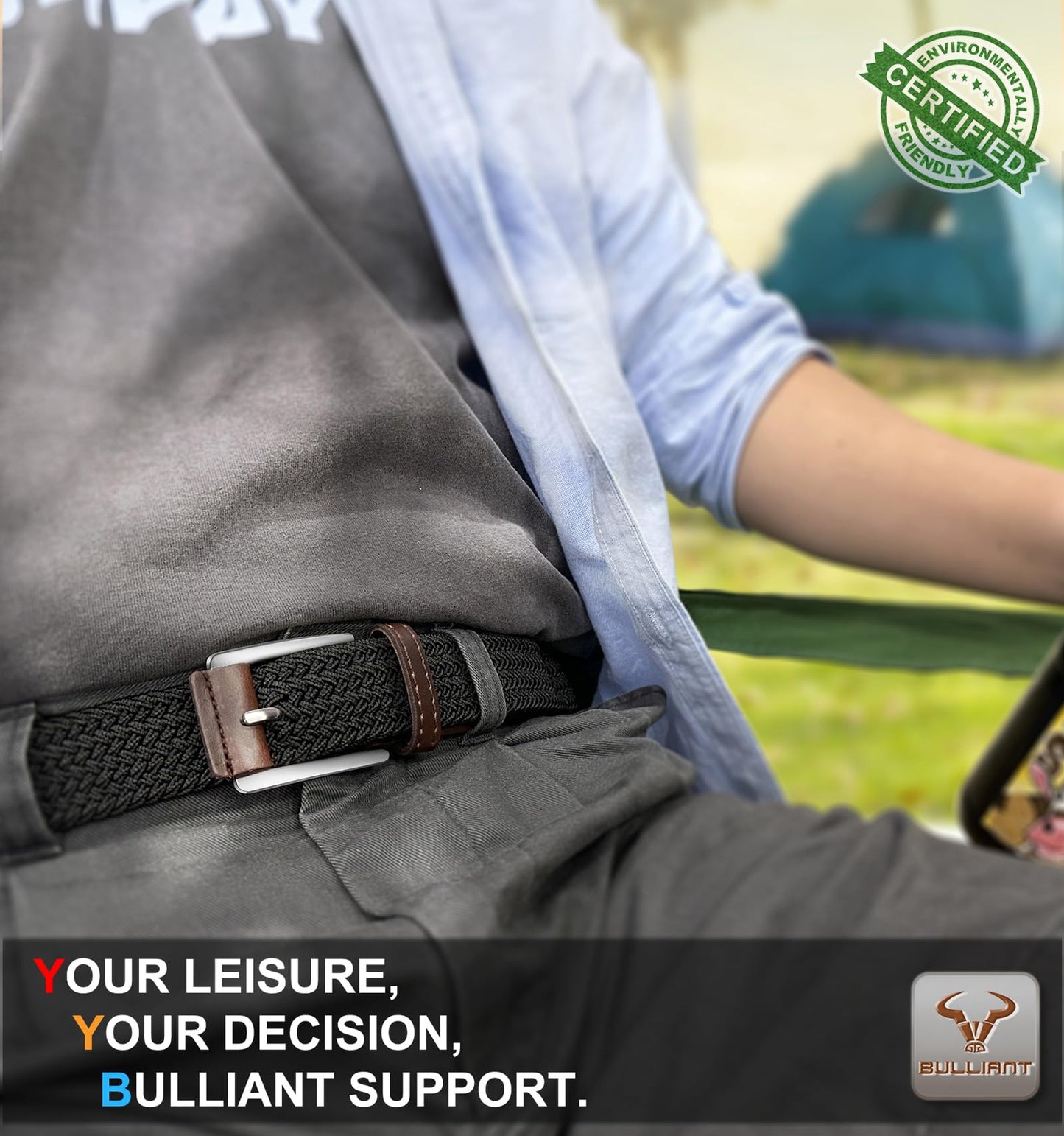 BULLIANT Belt for Men 2Pack,Mens Gift Stretch Braided Web Belt Elastic for Casual Golf Jeans,1 3/8"(Black/Beige,30"-34" Waist Adjustable)