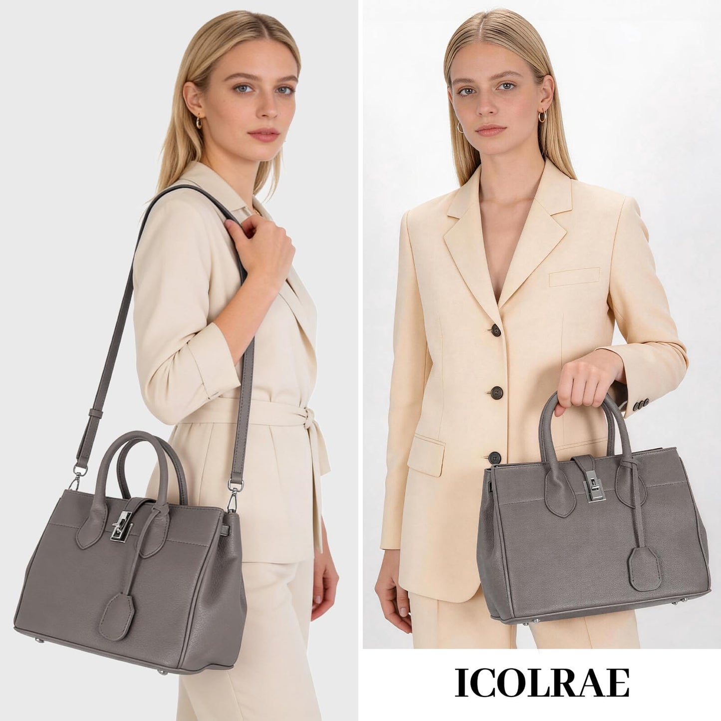 ICOLRAE Womens Top-Handle Tote Bags Fashion Satchel Handbag PU Leather Shoulder Hobo Purse Crossbody Pocketbook