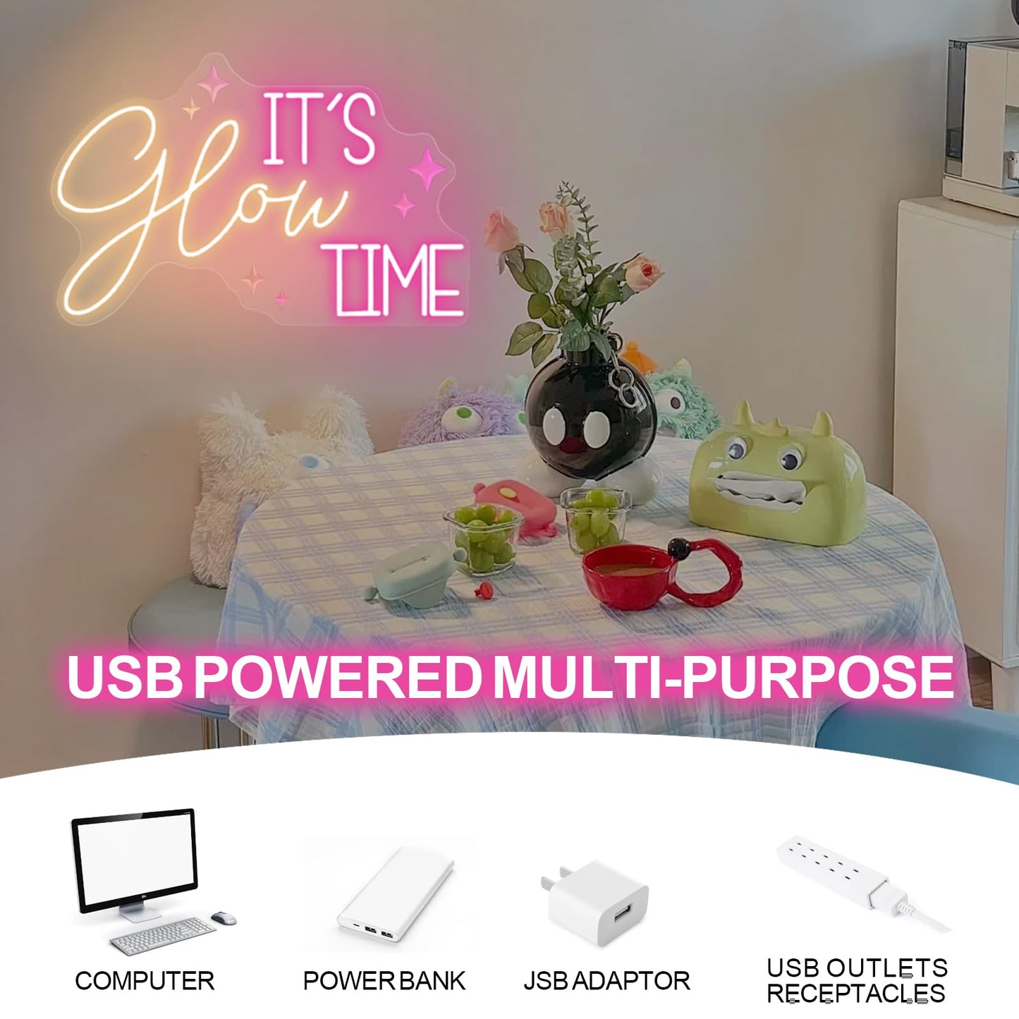 It's Glow Time Neon Sign For Wall Art Decor, Botox Neon Light, Aesthetic Cowgirls Wall Decor, Beauty Salon, Hair Salon Nails Wax Lash Beauty Decoration Wall Neon Sign Aesthetic, Celebrate Party