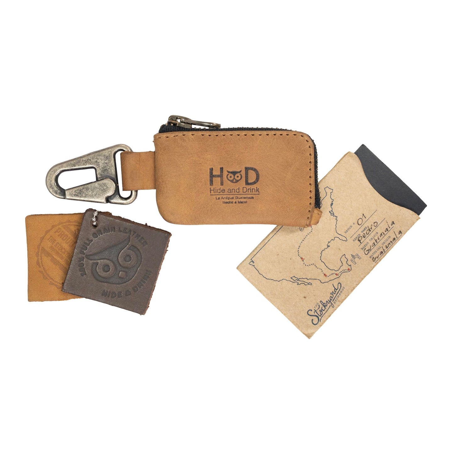 Hide & Drink, Rustic Leather Car Key Holder, Headphone & Charging Cables, Memory Cards, Handmade :: Single Malt Mahogany