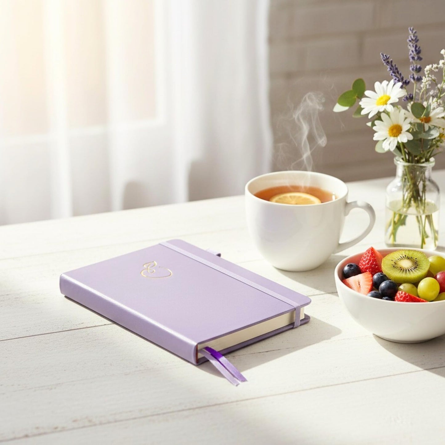 Life & Apples Daily Wellness Journal - Guided Journal & Planner for Wellbeing, Gratitude & Healthy Routines | Food & Fitness Journal, Habit Tracker, Weight Loss Diary | Undated A5 Lavender