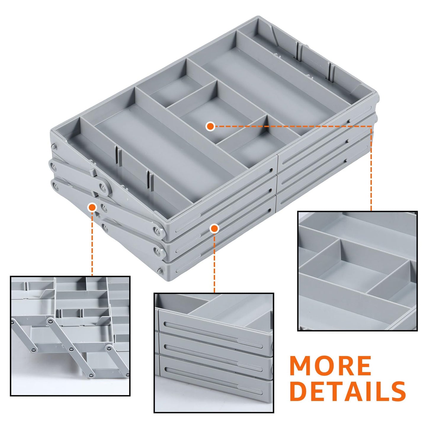 2/3 Tier Drawer Organizer, Collapsible Multi Level Drawer Organizer Tray, Expandable Bathroom Desk Drawer Organizer Trays, Adjustable Compartments Storage Trays for Jewelry (Single Row 3 Tiers)