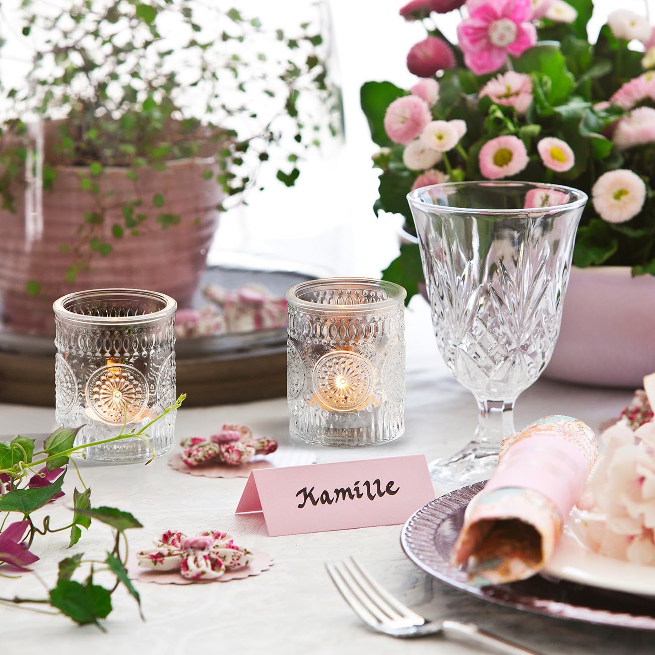 30 Pcs Clear Votive Candle Holders for Wedding, Glass Tea Lights Holder,