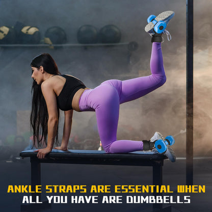 Ankle Straps for Cable Machine and Dumbbell, Dumbbell Foot Attachment for Gym with Longer Nylon Strap/Protective Gasket/5 Steel D-Ring, Tibialis Trainer, Leg Workouts, Hamstring Curls for Women Men