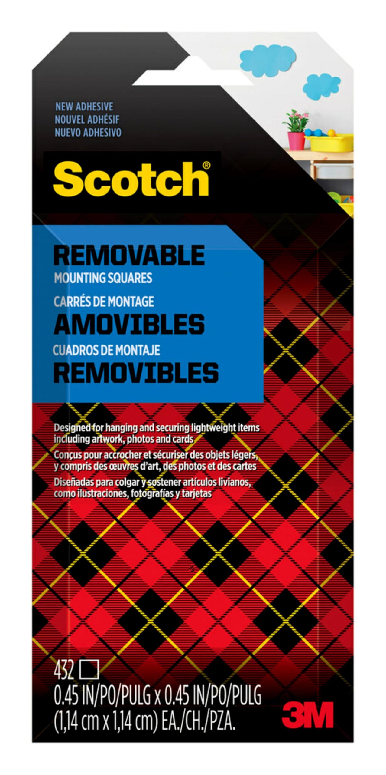Scotch Removable Double-Sided Mounting Squares, 432 Pre-Cut Foam Squares, 0.45 in. x 0.45 in., Removes Easily Without Leaving Any Residue, Photo-Safe, Mess-Free Application (7225AMS-ESF)
