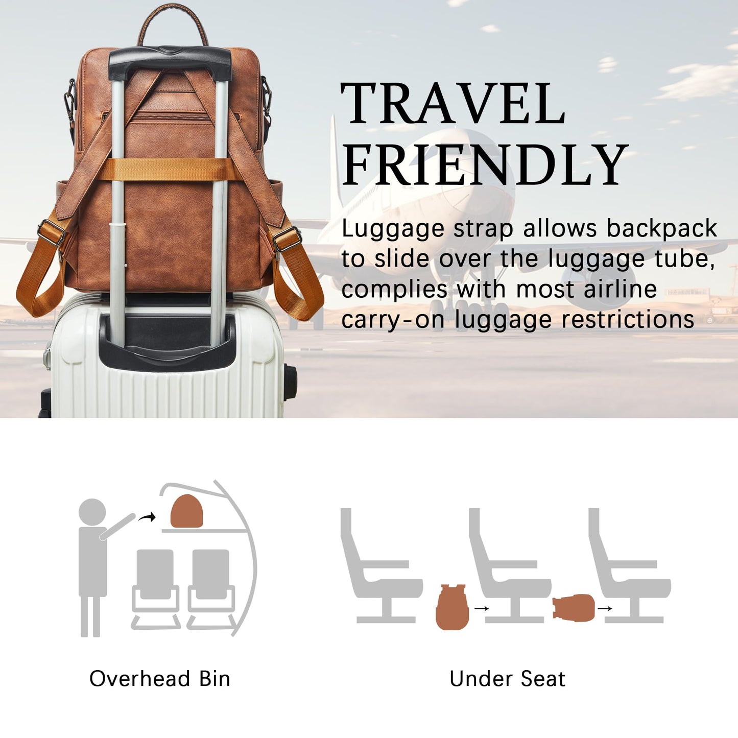 Shrrie Vegan Leather Laptop Backpack for Women 15.6 inch Work Backpack Fashion Travel Backpack Purse for Travel College Work