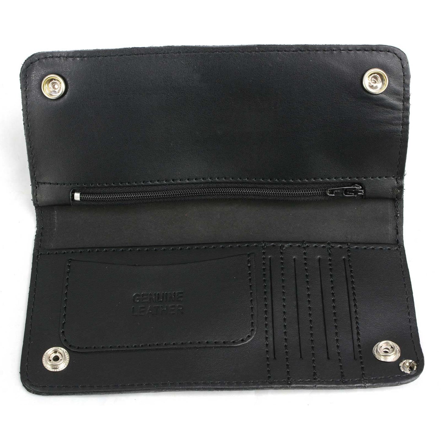 Milwaukee Leather Men's Genuine Leather Tri-Fold Biker Wallet w/Anti-Theft Stainless Steel Chain - 4 Inch