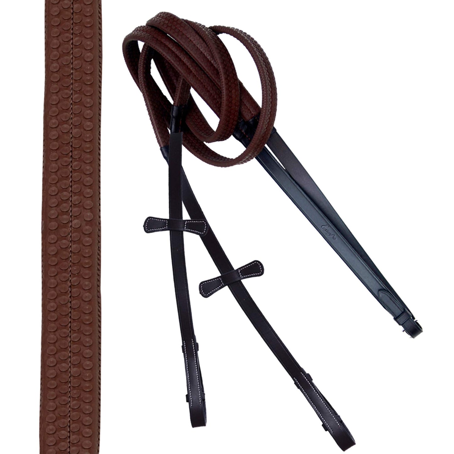 ExionPro English Hunter Jumping Bridle for Horses with Removable Flash Soft Yet Strong Rubber Reins | Royal Hunter Bridle | English Bridle for Horses (Havana, Full)