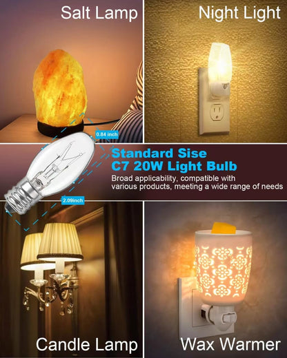 Night Light Bulb Warm White Replacement Bulbs - E12 Light Bulbs - 7Watt Incandescent Light Bulbs - 15 Packs, Warm White Glow - Dimmable (Night Light Bulbs 7 Watt)