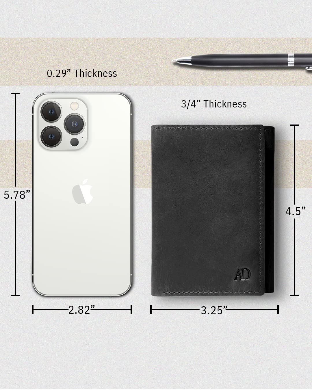 Access Denied Trifold Wallets For Men RFID - Genuine Leather Slim Mens Wallet With ID Window Front Pocket Wallet Gifts For Men