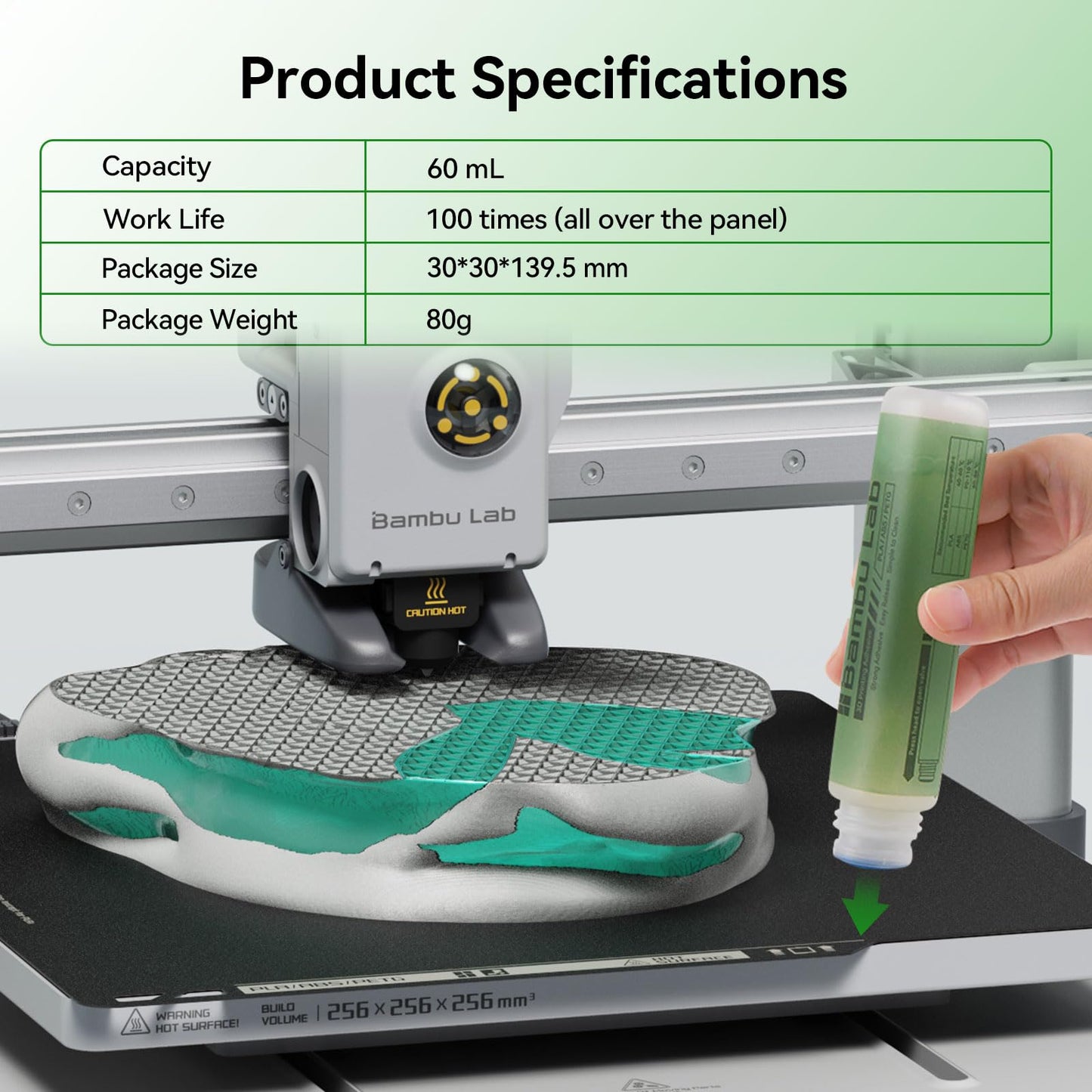 Compatible with Bambu Lab 3D Printer Adhesive Glue,Strong Grip Reduce Warping for Bambu lab A1/A1 Mini/P1/X1 3D Printer PLA/ABS/PETG/PC/PA/TPU Filament 60ML