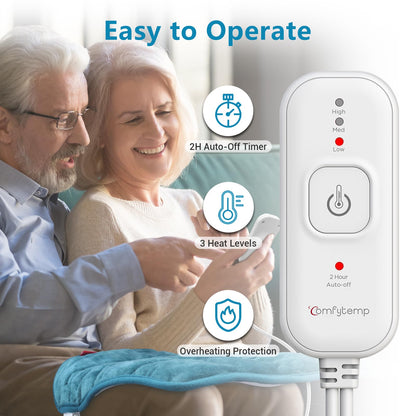 Comfytemp Weighted Heating Pad for Back & Cramps, Father's Day Gifts, Birthday Gifts for Mom Dad Women Men, 2.2lb Electric Neck Shoulder Heat Pad for Pain Relief, FSA HSA Eligible, 2H Auto-Off, 12x24