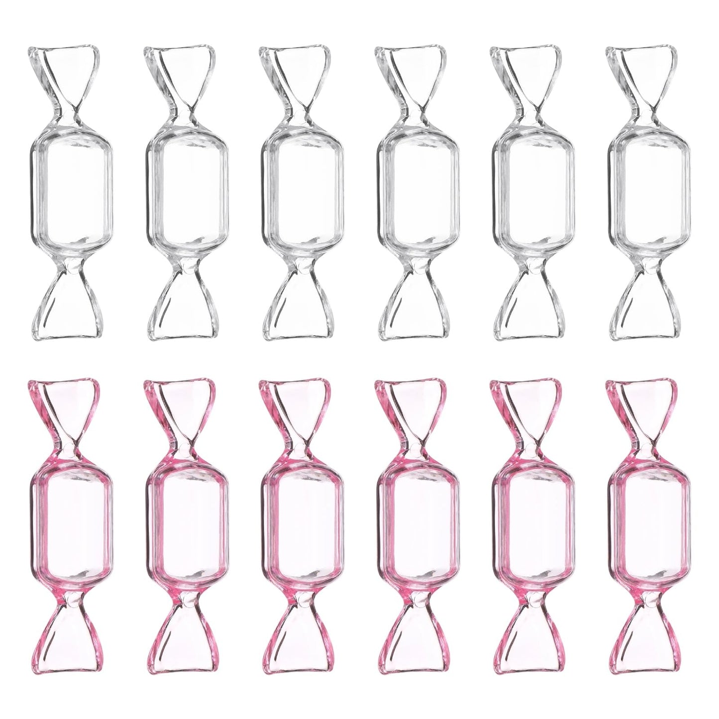 PATIKIL 50Pcs Candy Shaped Jewelry Box, Mini Plastic Jewelry Organizer Earrings Beads Bracelet Small Items Storage Container for Travel Wedding Christmas, Transparent/Pink