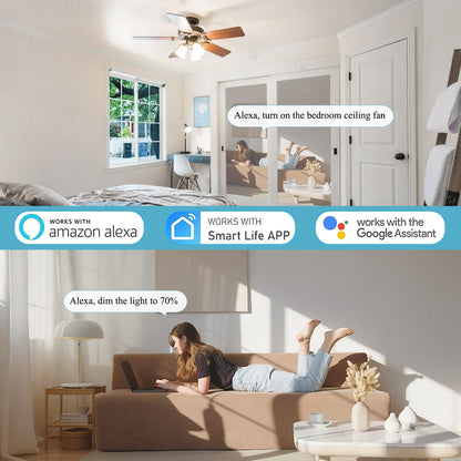 Smart WiFi Ceiling Fan Remote Control Kit, Universal 3 Speed Ceiling Fan Control with Dimmer, Compatible with Alexa, Google Assistant and Smart Life App, Remote Control Timing
