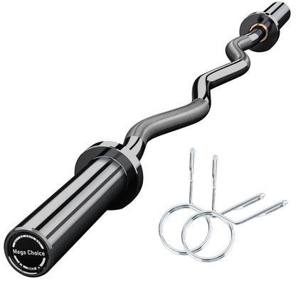 47" Olympic EZ Curl Bar - 500lb Capacity Heavy Duty Chrome Curling Bar for Biceps Triceps Workout, With 2 Spring Collars, Fits 2" Standard Weight Plates for Home & Gym Strength Training