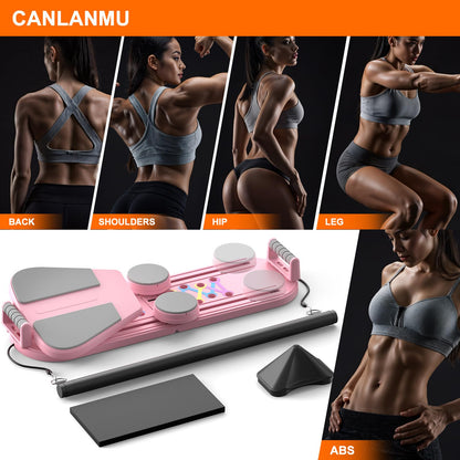 Pilates Board,Pilates Reformer Sets,Multifunctional Abdominal Pilates Board for Home Workout Equipment,Portable Foldable Ab Board Trainer Pilates Exercise Machine,Pilates Reformer Board for Women,pink