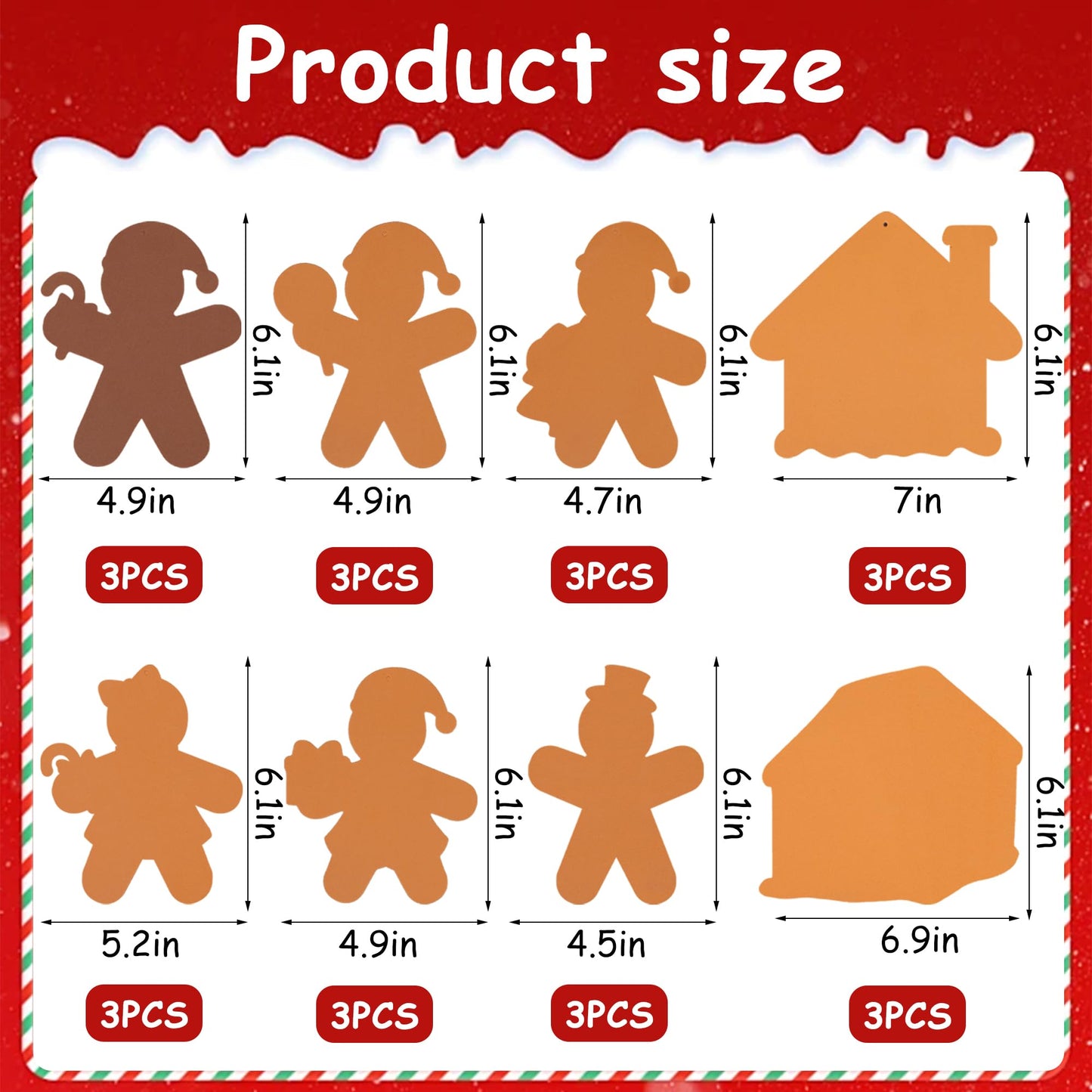 24 Sets Gingerbread Foam Craft Kit DIY Christmas Arts and Crafts for Kids Make Your Own Gingerbread Man and House Ornaments with Self Adhesive Sticker for Xmas Tree Holiday Home Classroom Party Decor