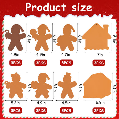 24 Sets Gingerbread Foam Craft Kit DIY Christmas Arts and Crafts for Kids Make Your Own Gingerbread Man and House Ornaments with Self Adhesive Sticker for Xmas Tree Holiday Home Classroom Party Decor