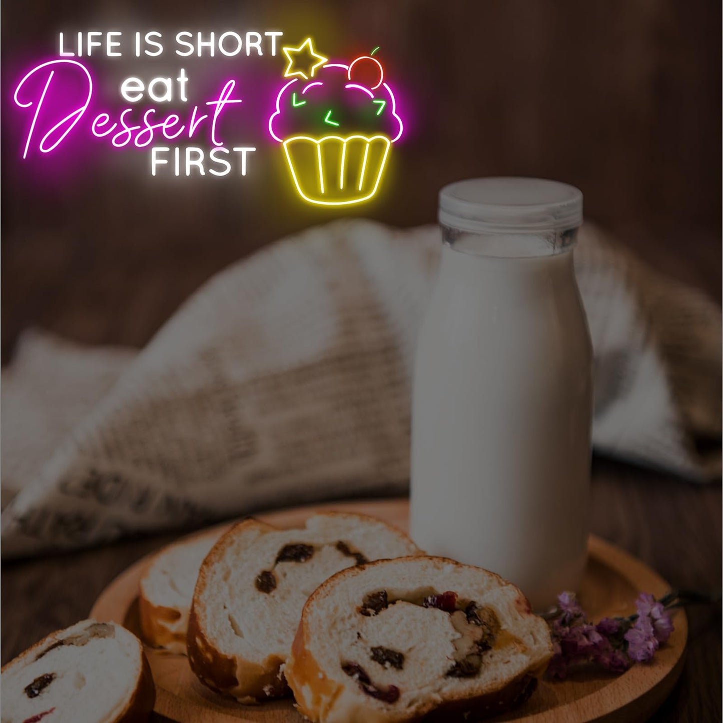 Life Is Short Eat Dessert First Neon Sign, Dessert Cake Store Wall Decor, Cupcake Bakery Led Lights, Strawberry Cake, Tea & Cake Shop, Restaurant Gaming Hotel Shop Club Restaurant, Family Party