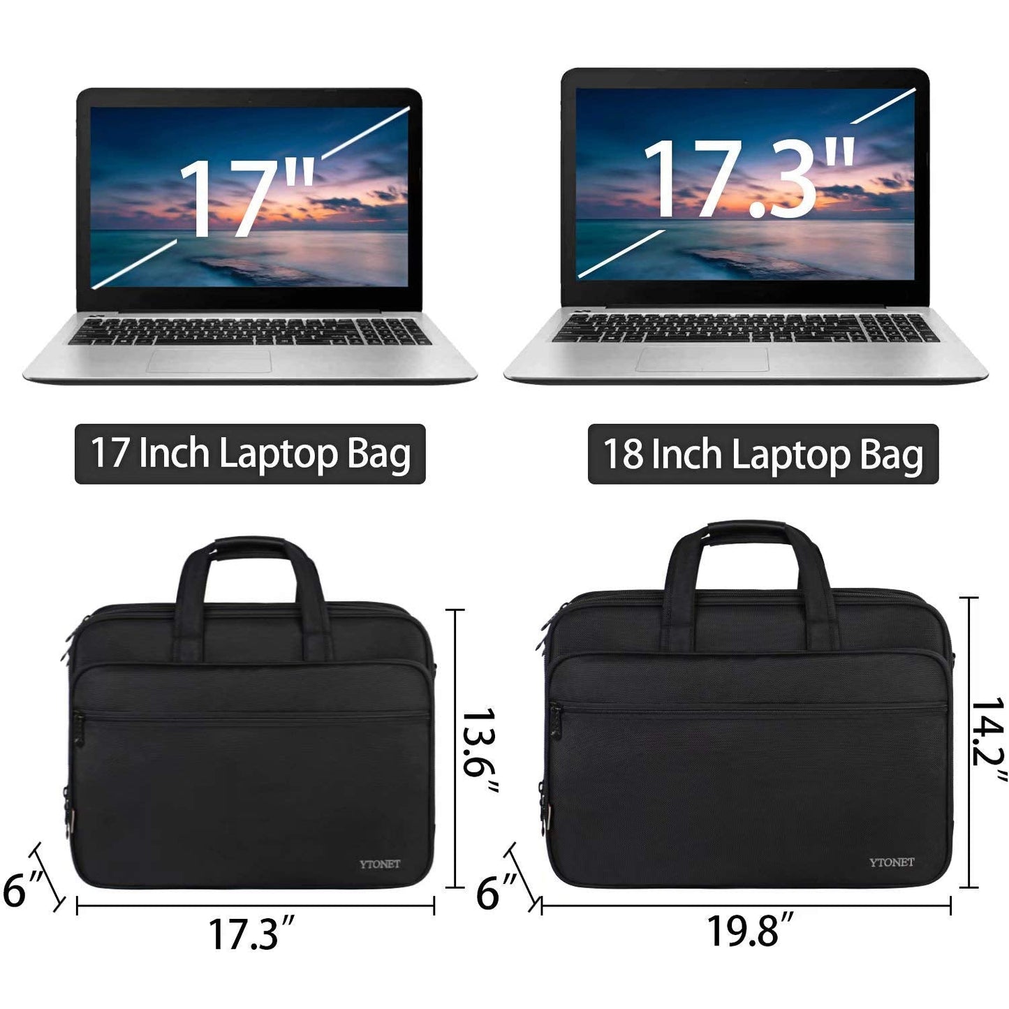 Ytonet Laptop Briefcases for Men, 17 Inch Expandable Briefcase Computer Bags for Laptop for Men, Water Resistant Multi Compartments Men's Work Bag with Luggage Strap for Bussiness Travel, Black