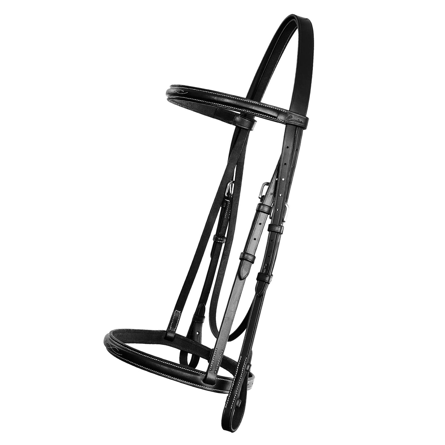 ExionPro Exion English Snaffle Bridle for Horses with Laced Reins - Fancy Stitched Leather Hunter Jumper Bridle- Premium Vegetable Tanned Equine Tack with Stainless Steel Hardware